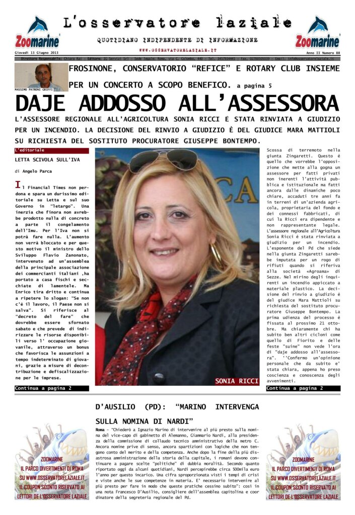 L'osservatore d'Italia edizione del 13 Giugno 2013